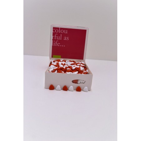 Dragées cœur chocolat blanc et rouge 1KG