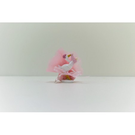 Cigogne rose avec bébé