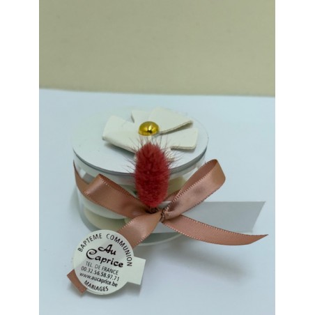 Boite plexi ronde avec noeud en cuir